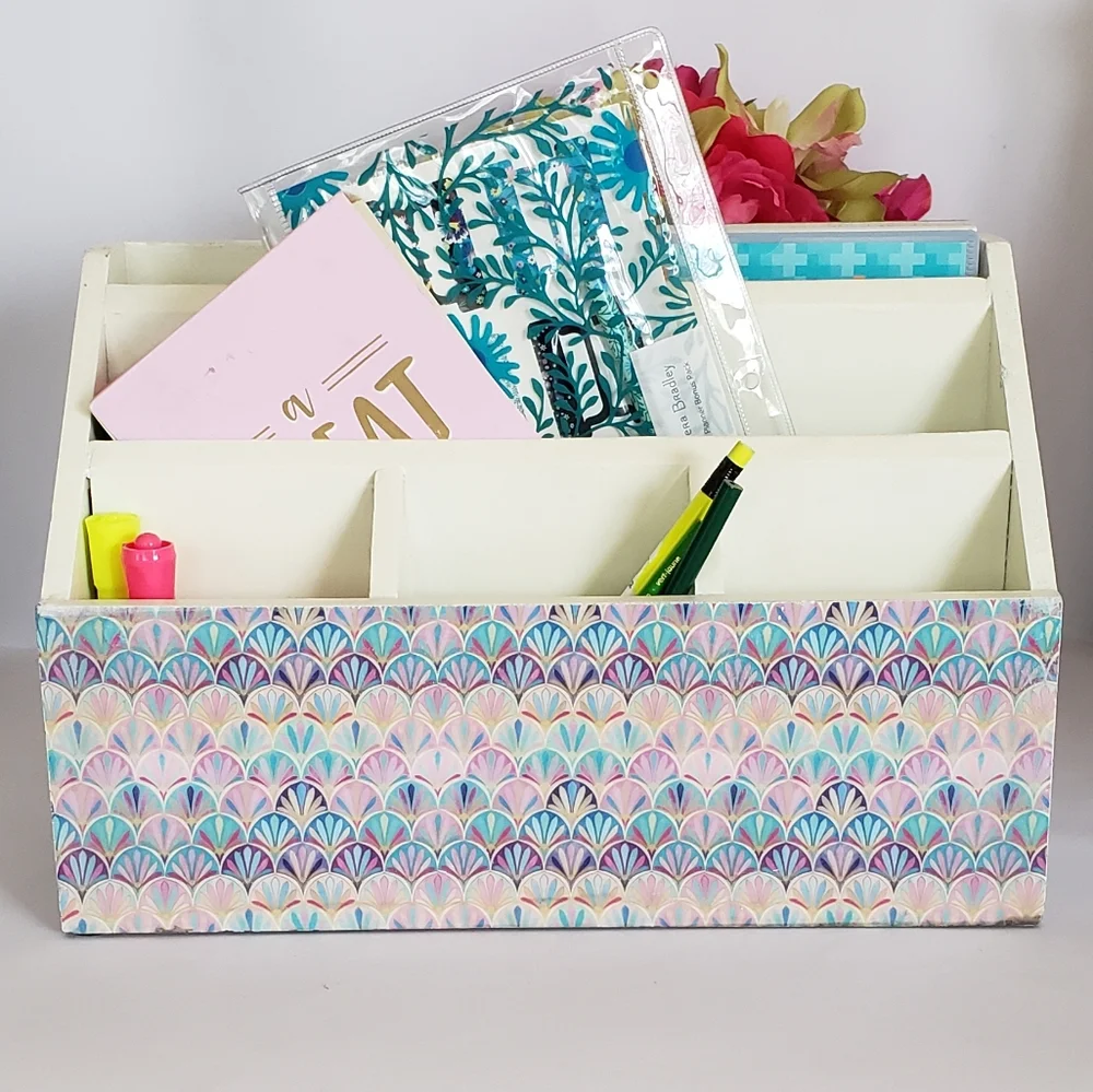 Global Artisans Hand Made Enameled Desk Caddy Organizer NWT